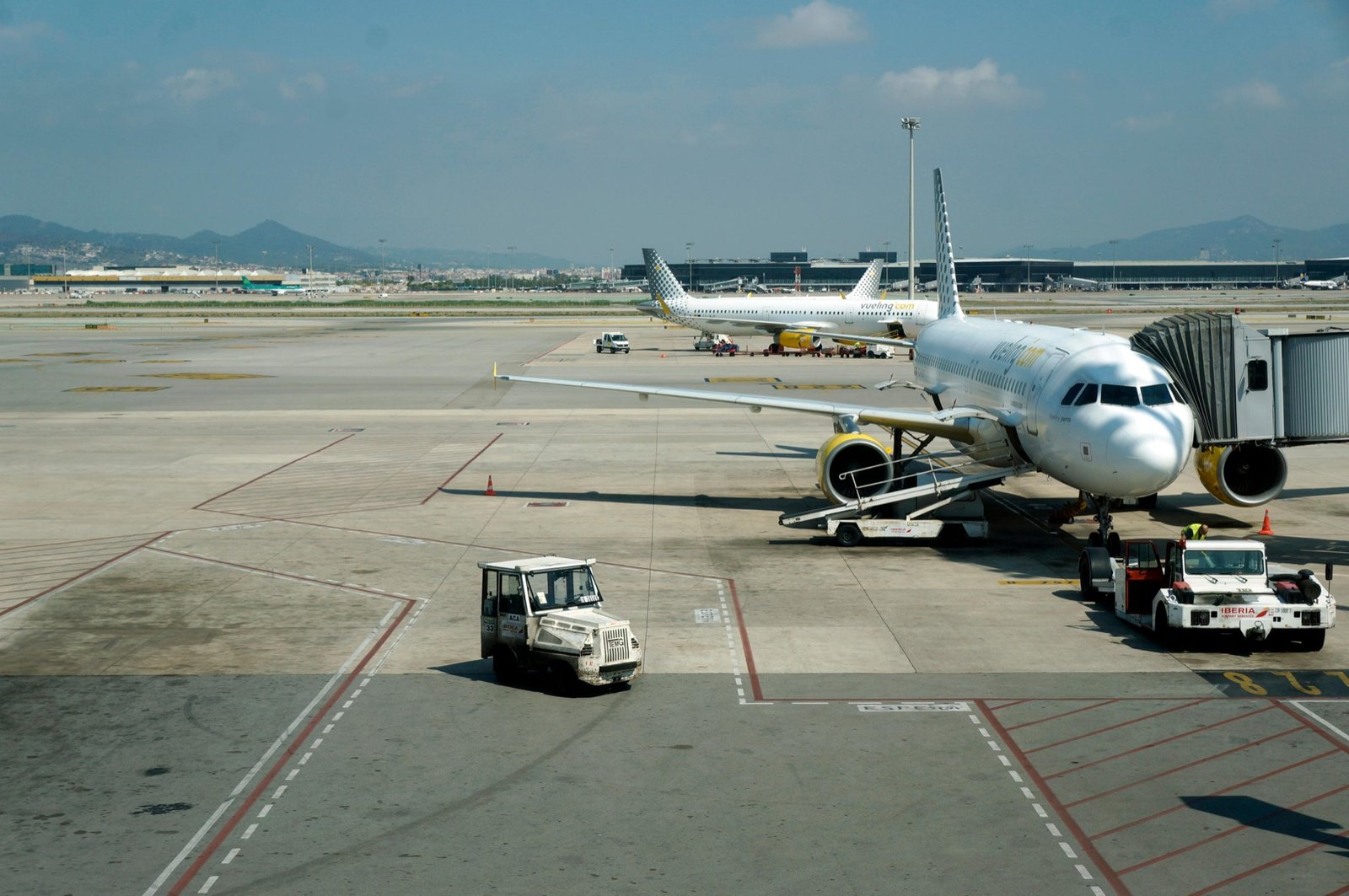 Aircraft parked on the apron